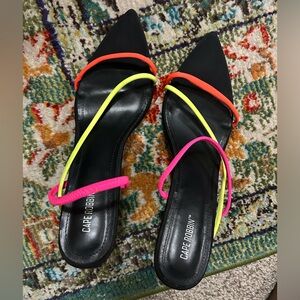 Neon orange, green, pink Cape Robbin heels, size 11